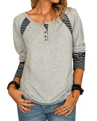 Casual Round Neck Long Sleeve Top
