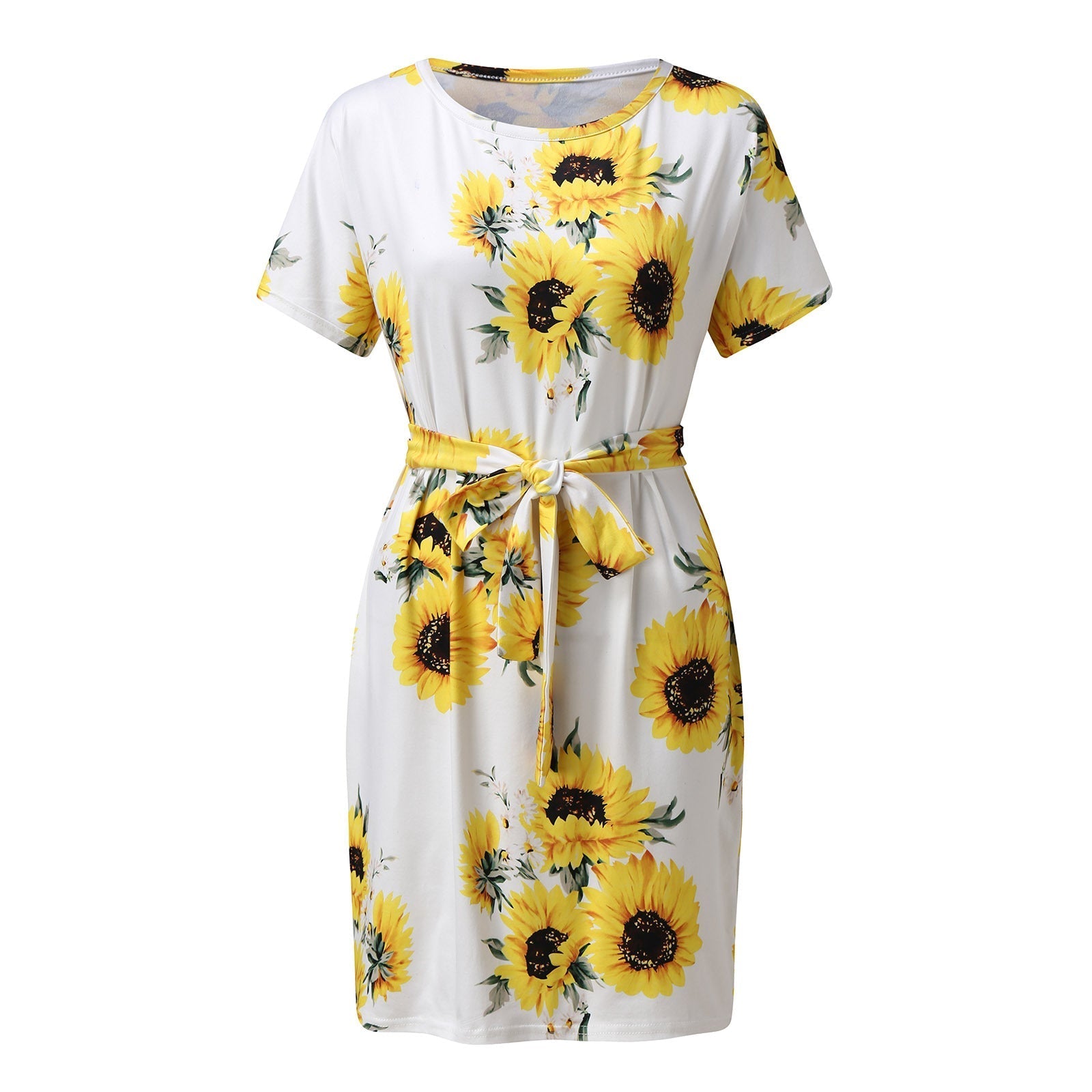 Wrap Front Floral Printed Short Sleeve Midi Dress