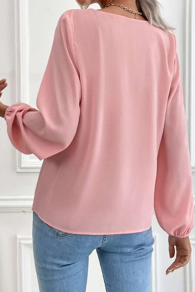 V Neck Long Sleeve Blouse