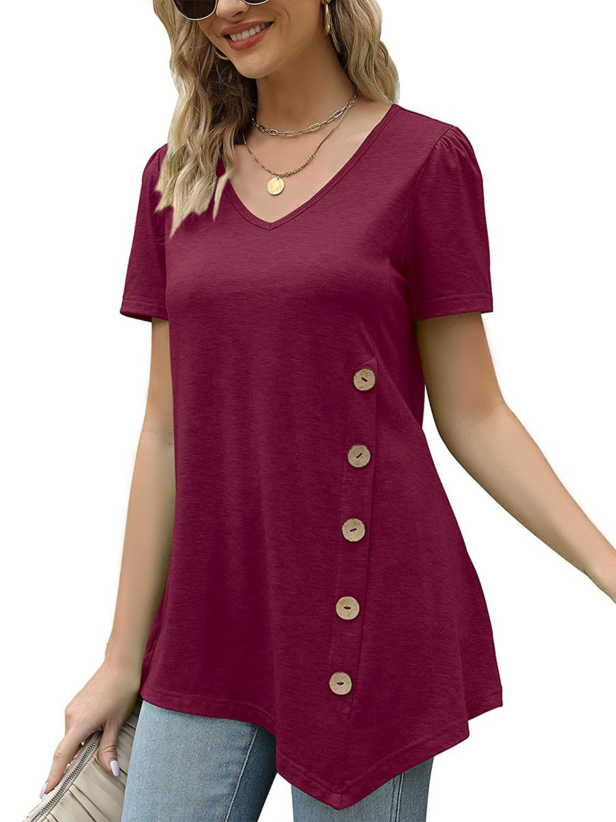 Women's T-Shirts Short Sleeve V Neck Loose Casual T-Shirt