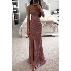 Cocktail Meeting Glitter Bow Ruffle Detail Maxi Dress
