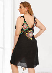 Cut Out Patchwork Straps Cover Up