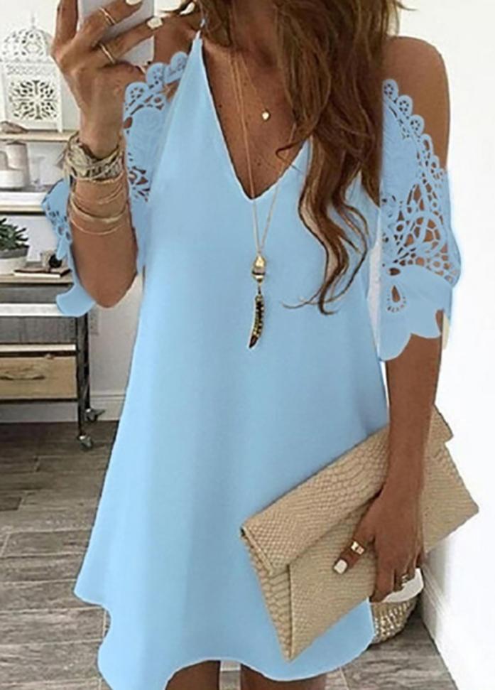 Hollow Out V Neck Cold Shoulder Dress