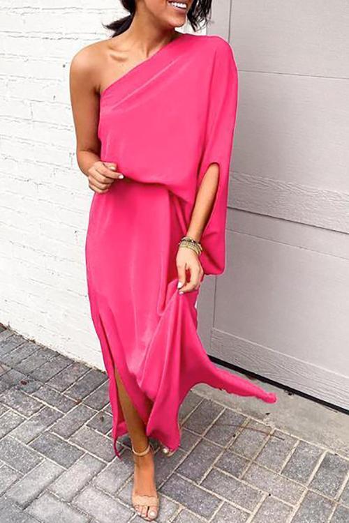 One Shoulder Slit Maxi Dress