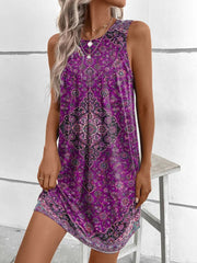 Geometric Pattern Print Ethnic Fashion Sleeveless Mini Dress
