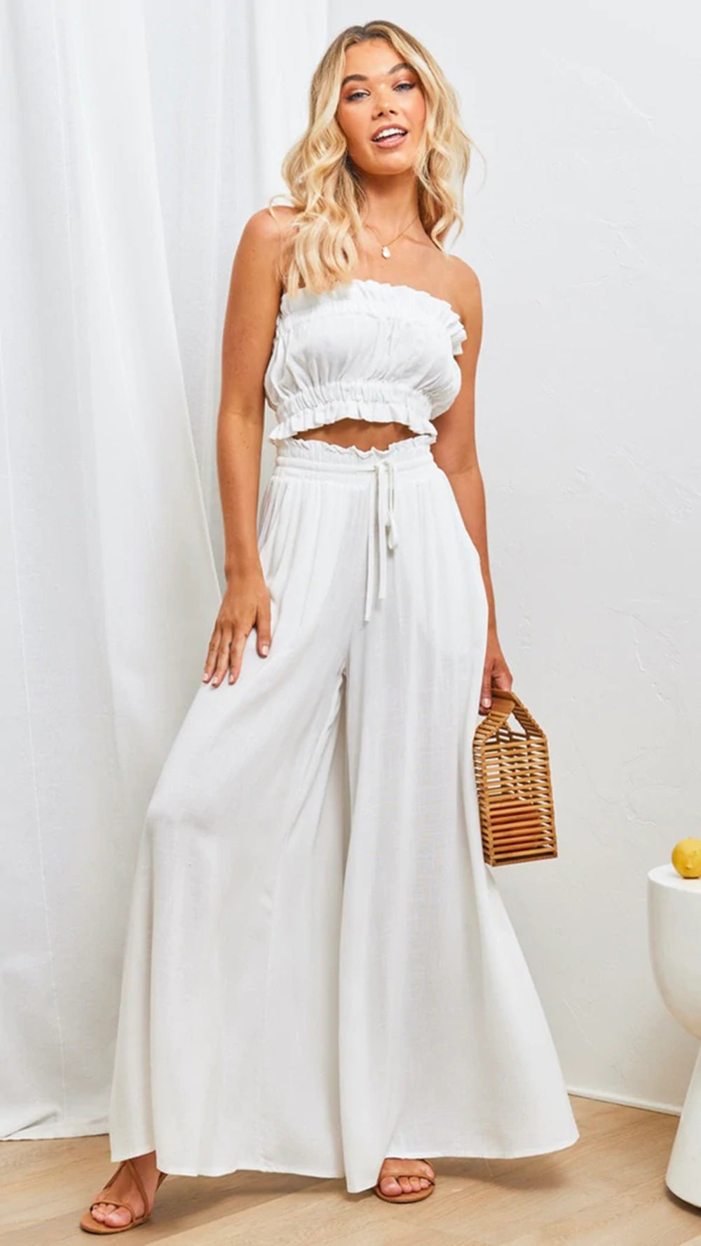 Drawstring High Waist Oversive Wide Leg Pants