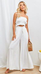 Drawstring High Waist Oversive Wide Leg Pants