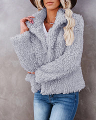Lapel Fleece Cropped Teddy Trucker Jacket