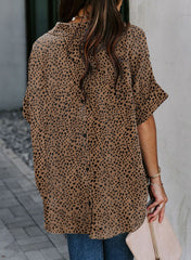 Casual Short Sleeve V Neck Blouse Loose Top