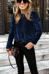 Casual Fleece Round Neck Long Sleeve Top