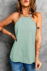 Casual Sleeveless Round Neck Solid Color Blouse