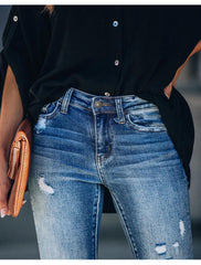 Casual Ripped Zipper Closure Jean Pants