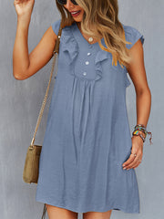 Women's Dresses Round Neck Solid Color Casual Ruffle Sleeve Mini Dress