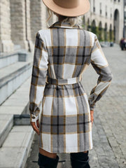 Turn Down Collar Plaid Button Up Mini Shirt Dress