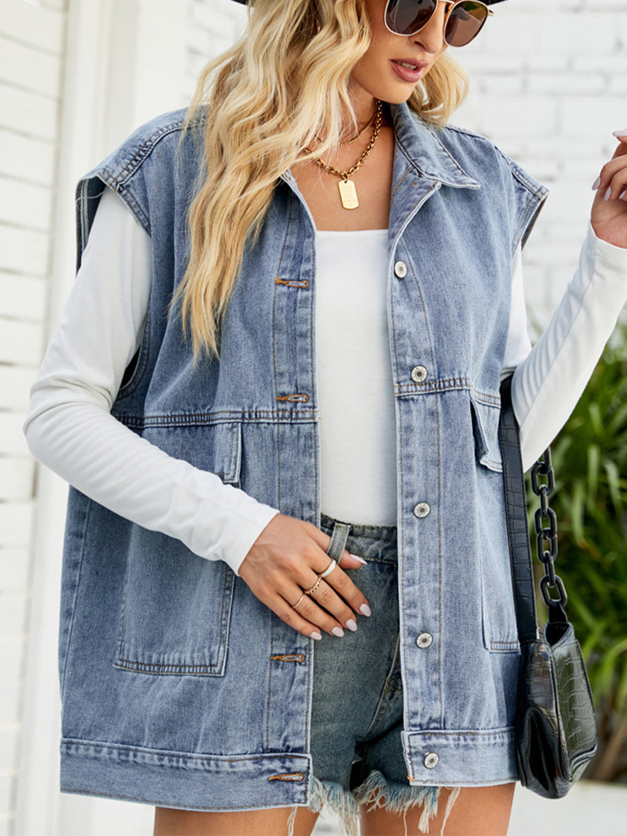Women's Tank Tops Fashion Trend Denim Sleeveless Tank Top