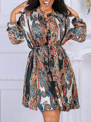 Women's Dresses Print Fashion Lace Casual Long Sleeve Mini Dress