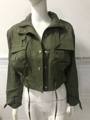 Fashion Pocket Button Long Sleeve Fitted Jacket