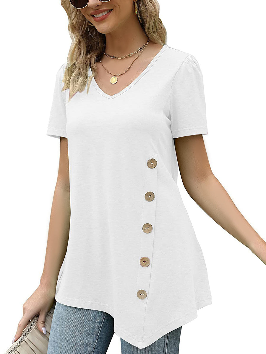 Women's T-Shirts Short Sleeve V Neck Loose Casual T-Shirt