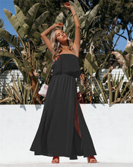 Sleeveless Backless Side Split Maxi Dress