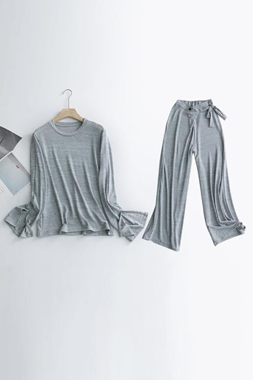 Slit Tie Waist Pants Set