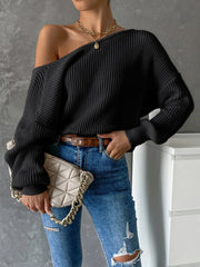 Dew Shoulder Waffle Long Sleeve T Shirt