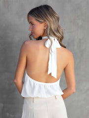 Women's T-Shirts Halter Neck Strap Lace Up Sexy T-Shirt