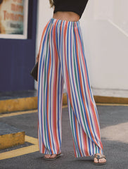 Women's Pants Loose Striped Print Wide Leg Pants
