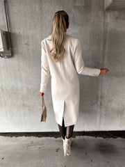Lapel Collar Double Breasted Long Jacket Overcoat