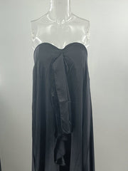 Fashion Sleeveless Off Shoulder Solid Irregular Maxi Dress