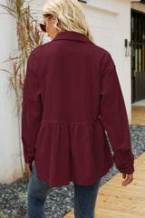 Casual Collar Long Sleeve Flared Buttoned Shirt Top
