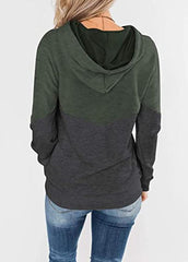 Drawstring Patchwork Long Sleeve Hoodie