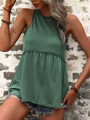 Women's Tank Tops Fashion Stitching Wood Ear Side Halter Tank Top