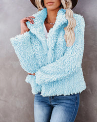 Lapel Fleece Cropped Teddy Trucker Jacket