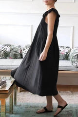 Ruffles Sleeve V Neck Midi Dress