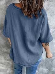 Women's T-Shirts Fashion Solid Color V Neck Mid Sleeve T-Shirt