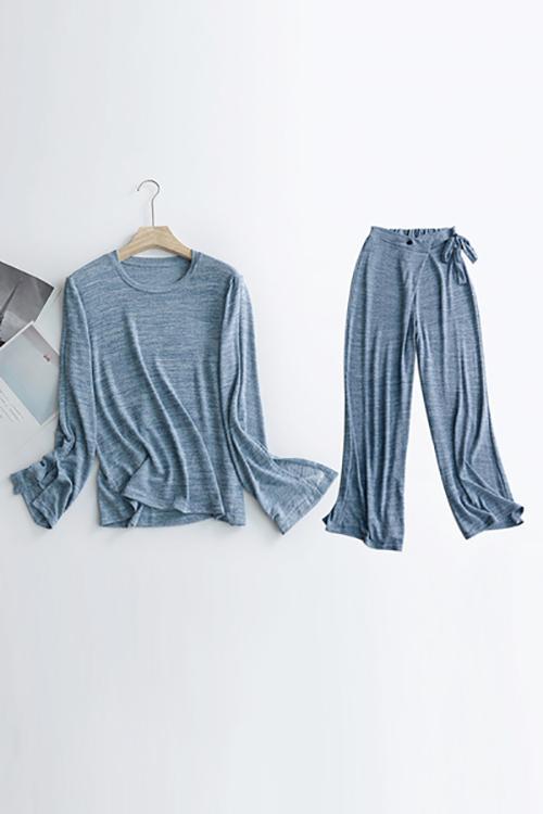 Slit Tie Waist Pants Set