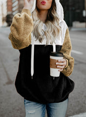 Draw String Hooded Teddy Sherpa Pullover
