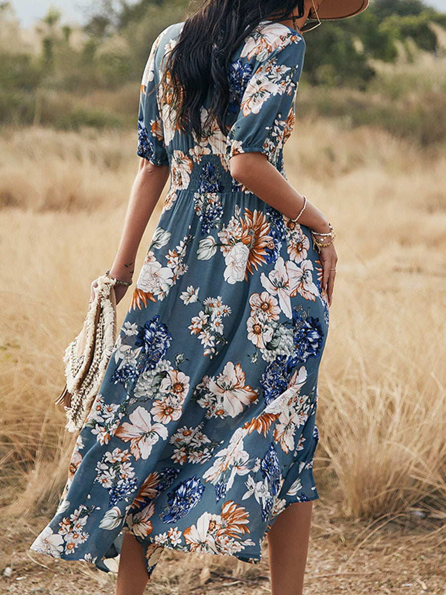 Women's Dresses Sexy Printed Waist Slimming Midi Dress