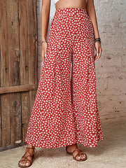 Women's Pants High Waist Floral Loose Flared Wide Leg Pants