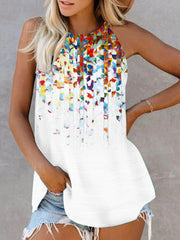Halter Neck Sleeveless Floral Tank Top