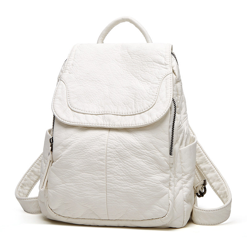 Women's Soft Leather Casual Travel Large Backpacks