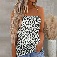 Fashion Sleveless Off Shoulder Printed Blouse