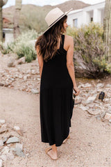 Solid Color Halter Neck Sleeveless Maxi Dress