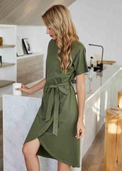 Irregular Round Neck Short Sleeve Dress