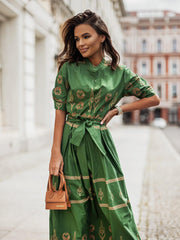 Casual Crew Neck Waist Wrap Maxi Dress
