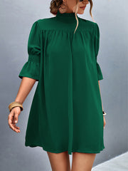 Loose Casual Solid Color  With Stand Collar Stylish Mini Dress