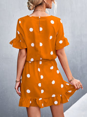 Women's Dresses Round Neck Ruffles Polka Dot Strap Mini Dress