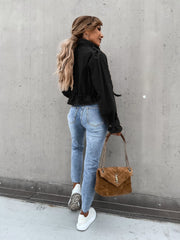 Fashion Pocket Button Long Sleeve Fitted Jacket