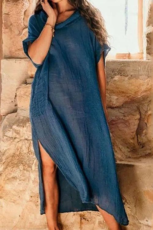 High Collar Pocket Slit Dress