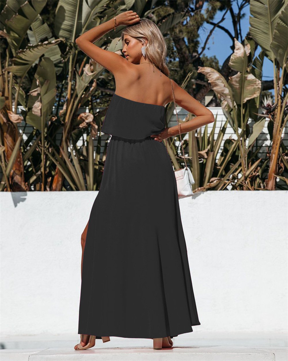 Sleeveless Backless Side Split Maxi Dress